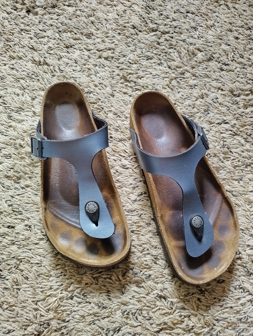 Birkenstock Gizeh Metallic Blue Sandals Sz 37/6